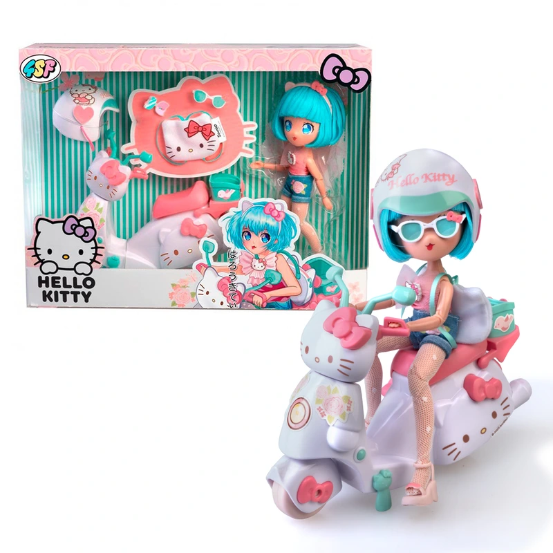 Ігровий набір 4SF MANGA DOLLS серії "Hello Kitty" – КРАСУНЯ ПІНК НА СКУТЕРІ (з аксес.) — 4SF Manga Dolls