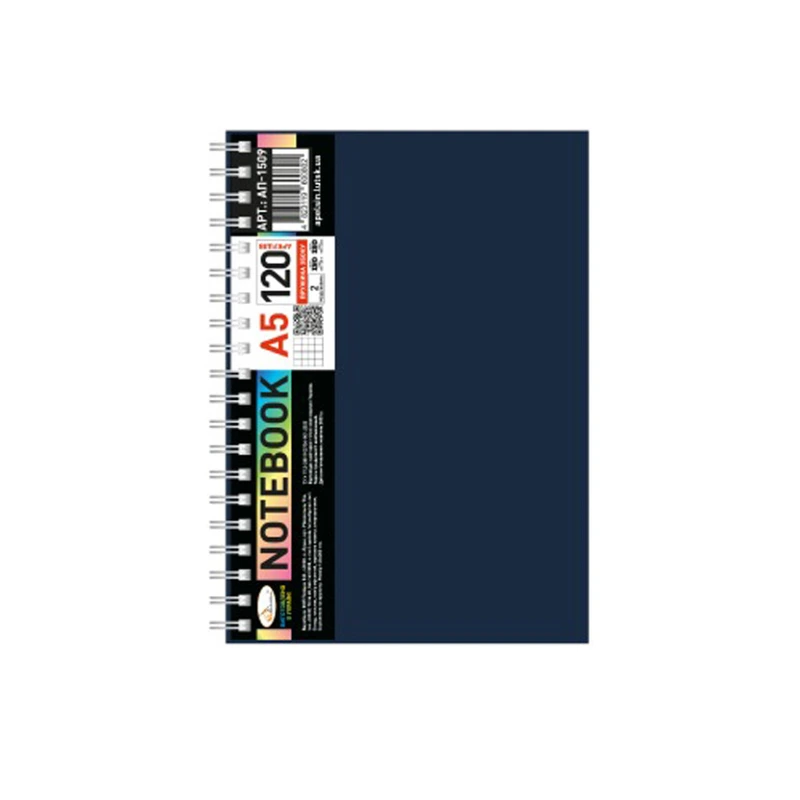 Блокнот А5 АП-1509(Black) 120 аркушів, пружина збоку — Апельсин