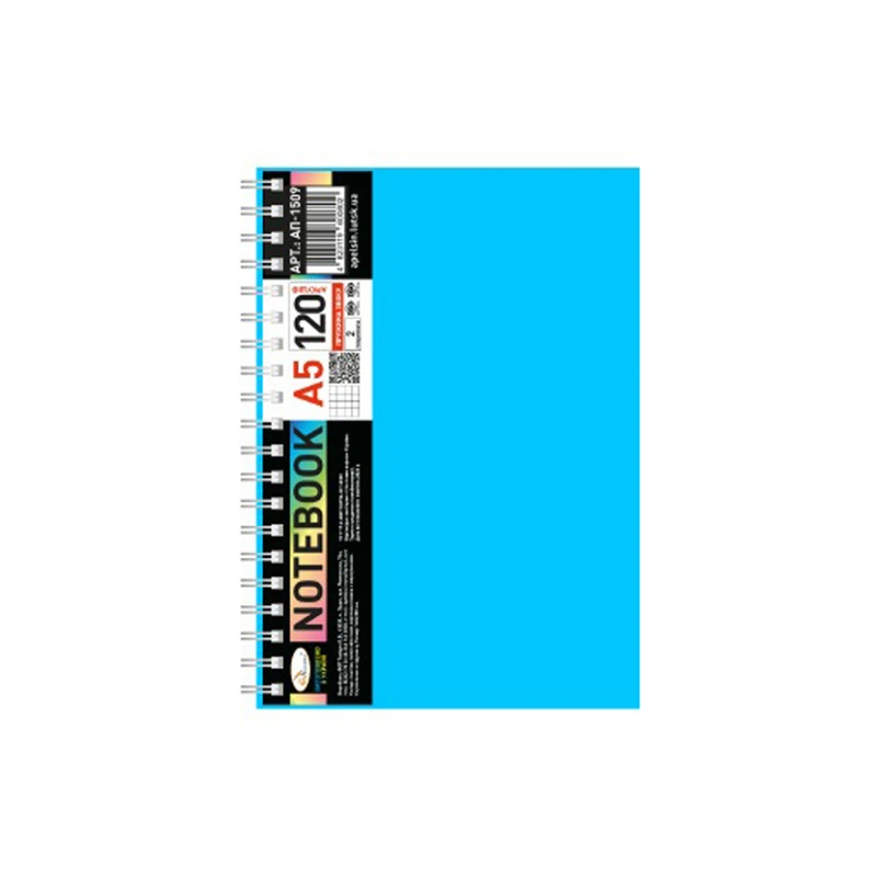 Блокнот А5 АП-1509(Blue) 120 аркушів, пружина збоку — Апельсин