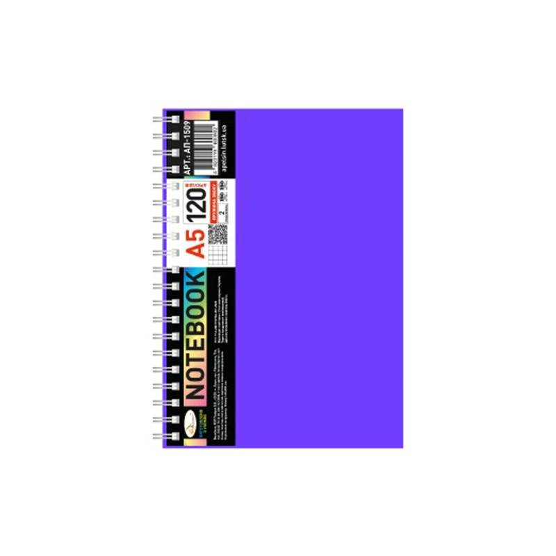 Блокнот А5 АП-1509(Violet) 120 аркушів, пружина збоку — Апельсин