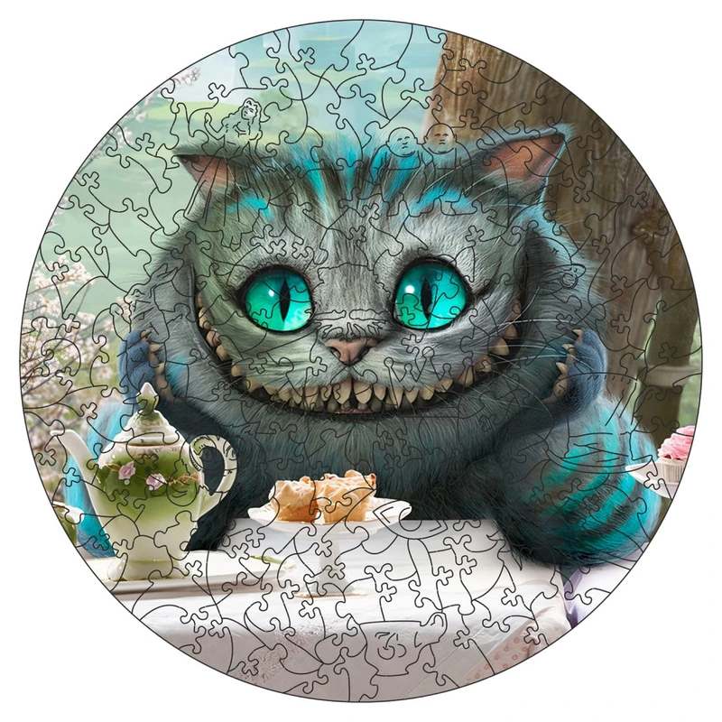 Фігурний пазл з дерева "Аліса Чеширський кіт"  PZ010-A4C-AC 75-125 деталей, розмір А4, картонна коробка — Art Craft