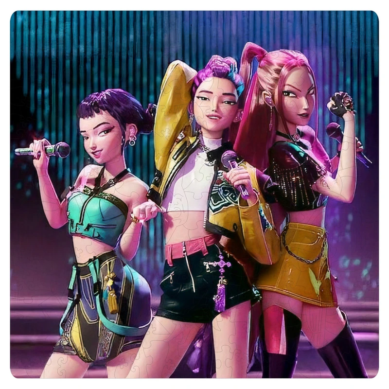 Фігурний пазл з дерева "Кейпоп мисливці на демонів" PZ007-A3C-AC 180-250 деталей, розмір А3, картонна коробка — Art Craft