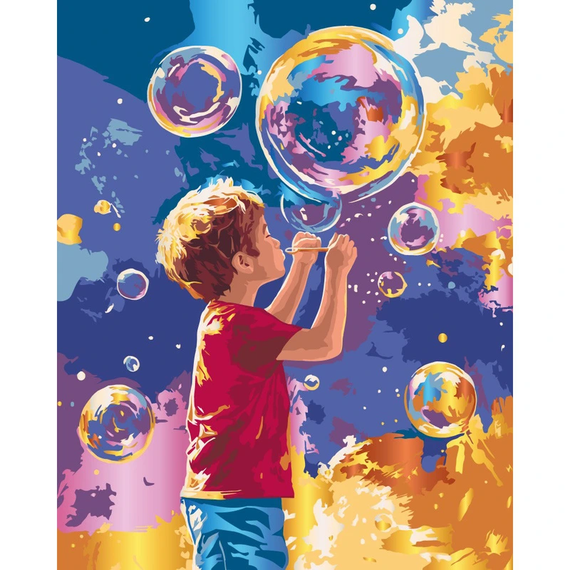 Картина за номерами "Яскраві бульбашки" 10449-AC з металізованими фарбами 40х50 см