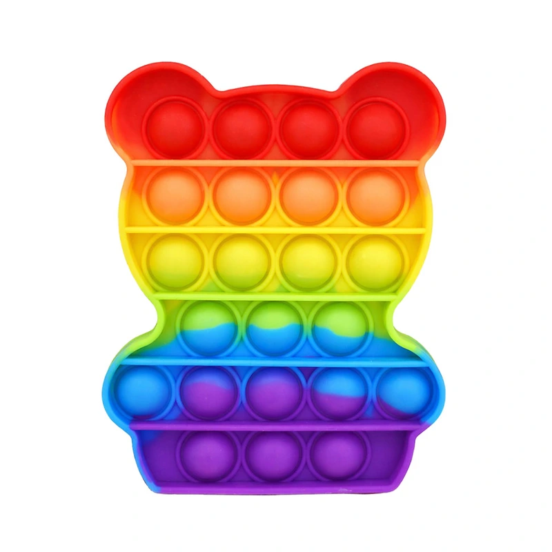 Антистрес-іграшка Ведмедик SL10 POP IT райдужний, 12х9, 5х1, 3 см — Bambi