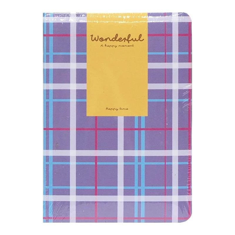Блокнот A6 "Wonderful" 6701-1 твердий перепліт, 2 закладки та 2 гумки для ручок 80 аркушів 10х14,5 см Фіолетовий — Bambi