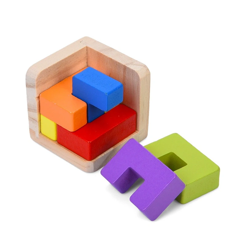Дерев'яна куб-головоломка MD 0758-1 підставка 6 елементів — Bambi