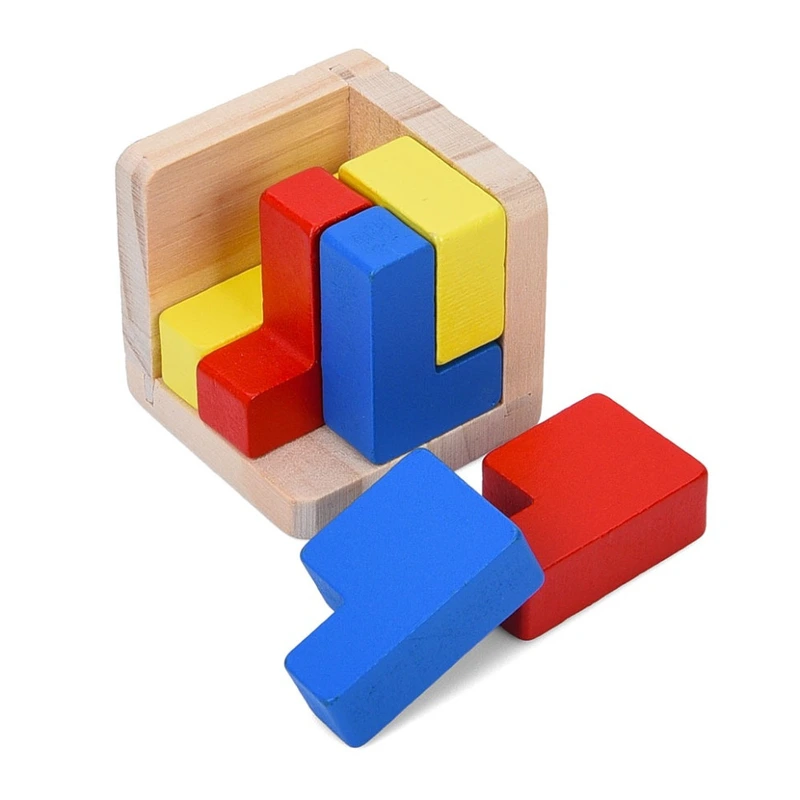 Дерев'яна куб-головоломка MD 0758-2 підставка 6 елементів — Bambi