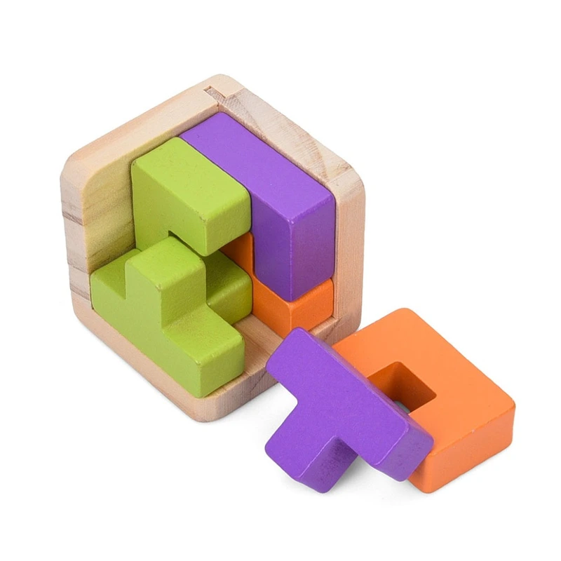 Дерев'яна Куб-головоломка MD 0758-3 підставка 6 елементів — Bambi