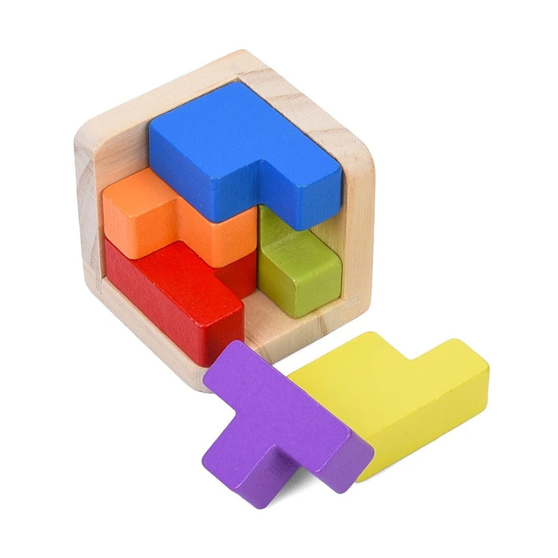 Дерев'яна Куб-головоломка MD 0758-4 підставка 6 елементів — Bambi