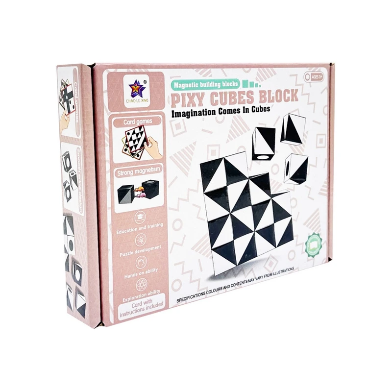 Дитяча гра-головоломка "Магнітні кубики" FD136(Black) 16 елементів, 8 карток — Bambi