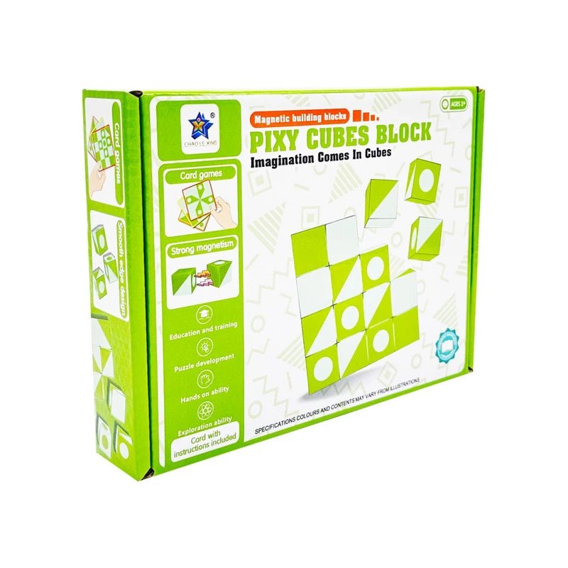 Дитяча гра-головоломка "Магнітні кубики" FD136(Green) 16 елементів, 8 карток — Bambi