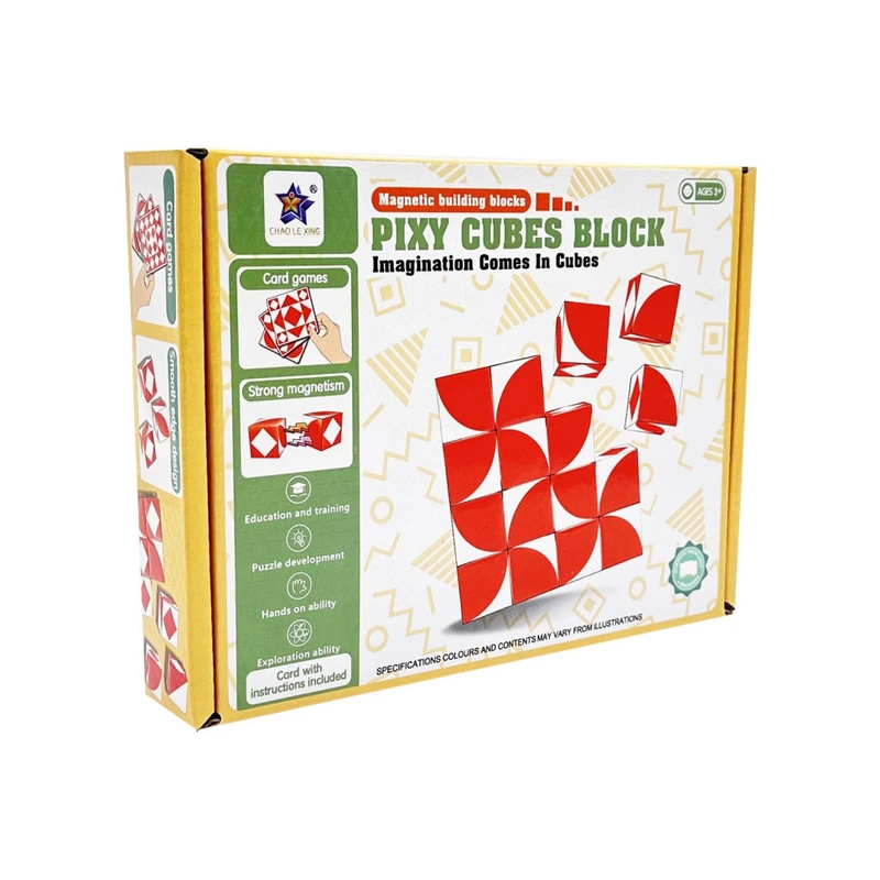 Дитяча гра-головоломка "Магнітні кубики" FD136(Red) 16 елементів, 8 карток — Bambi