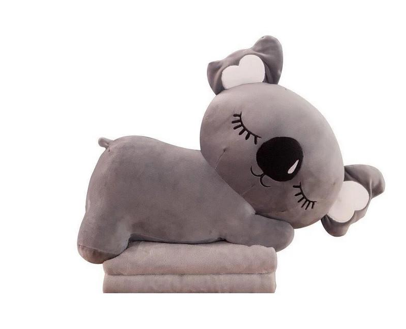 Дитяча м'яка іграшка "Коала" L1129(Grey) іграшка з пледом, розмір 50 см