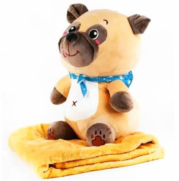Дитяча м'яка іграшка "Собачка" L1130 іграшка з пледом, розмір 50 см