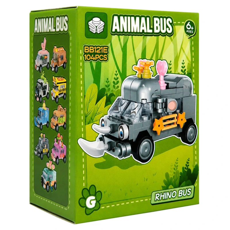 Дитячий конструктор Rhino Bus BB121E-G серії "Animal Bus", 104 деталі