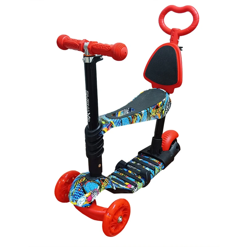 Дитячий самокат 4-х колісний 5 в 1 SC20482(Red) колеса зі світлом — Bambi