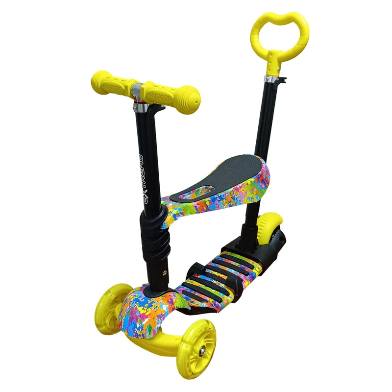 Дитячий самокат 4-х колісний 5 в 1 SC20482(Yellow) колеса зі світлом — Bambi