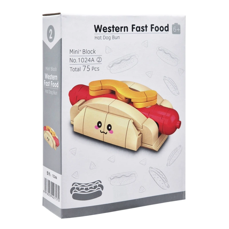 Конструктор дитячий "Western fast food: Hot Dog Bun" 1024A-2, пластик, 75 деталей