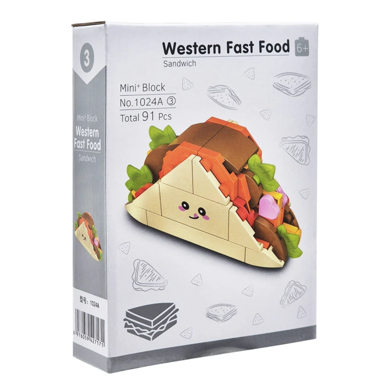 Конструктор дитячий "Western fast food: Sandwich" 1024A-3, пластик, 91 деталь