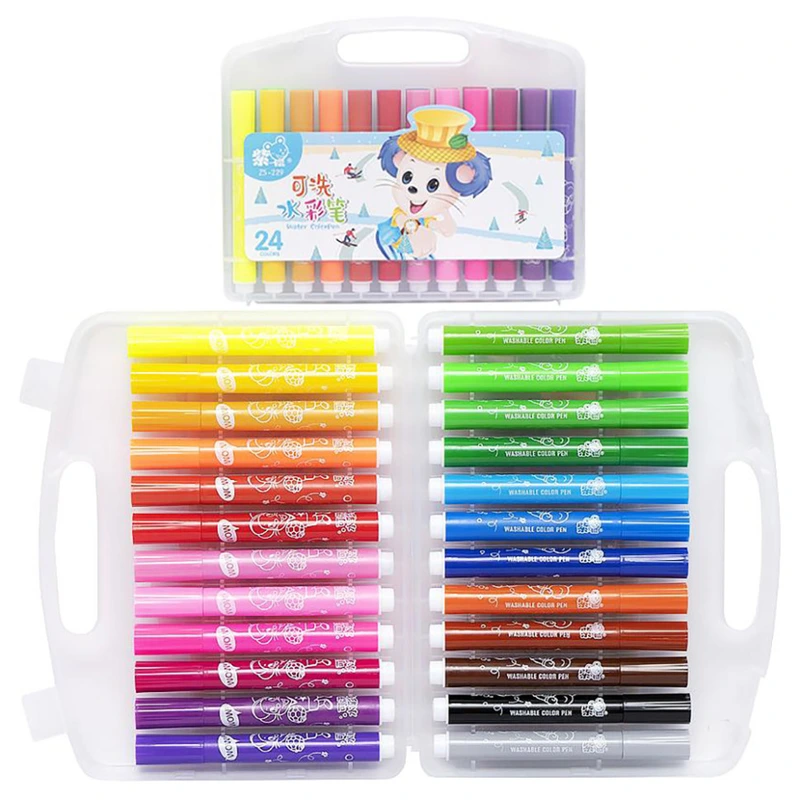 Набір фломастерів "Water color pen" 229-24(Blue) 24 кольори, у пластиковому боксі — Bambi