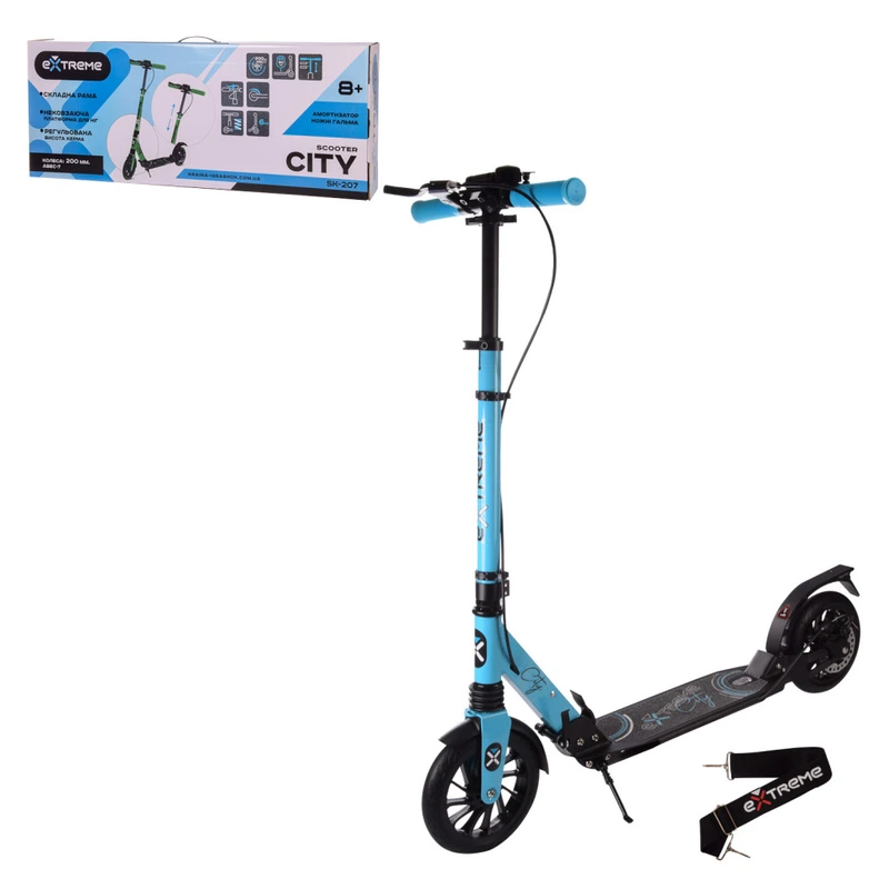 Самокат міський 2-х колісний SK207 (RL7T) СИНІЙ колеса 200 мм PU, алюмінієвий — Bambi