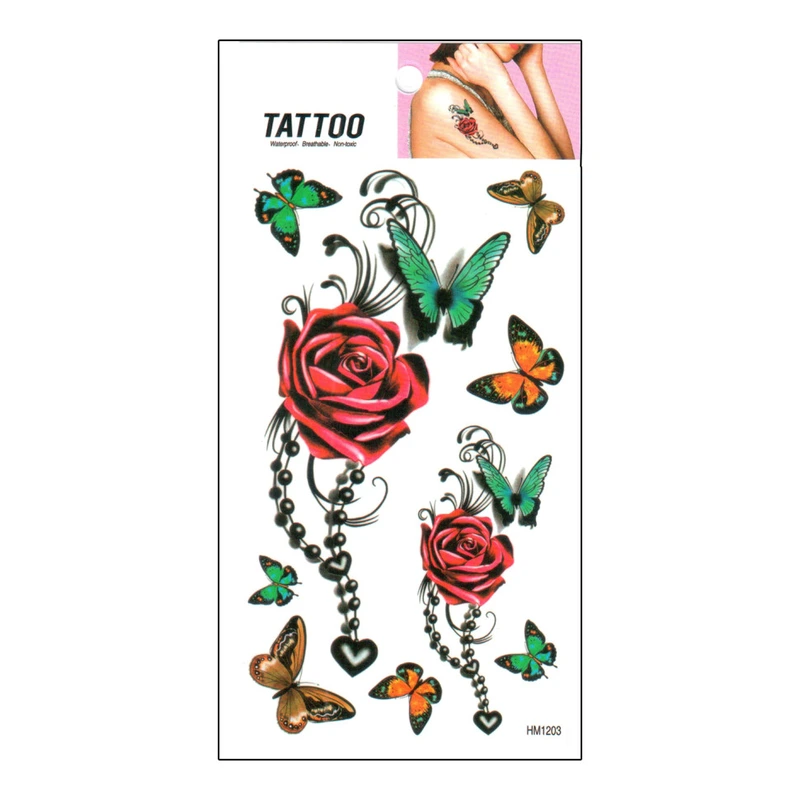 Тимчасове татуювання "Троянди - Метелик Tattoo" 1020-HM1203