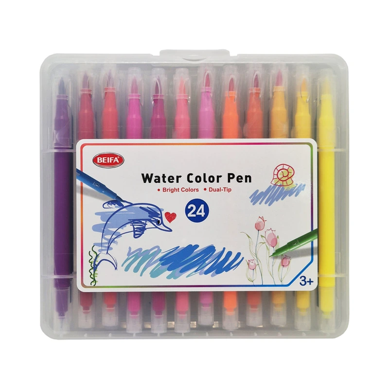 Набір двосторонніх фломастерів SY102-V901, 24 шт, пензель+лінер — Beifa