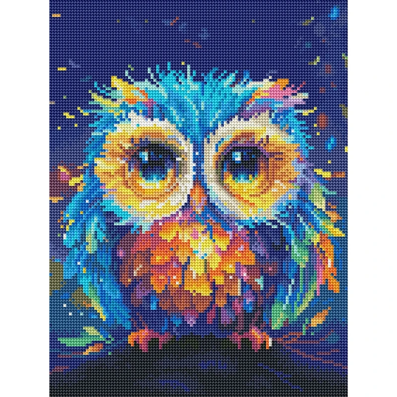 Алмазна мозаїка "Кольорова сова" RDBS7016, 30x40 см — Brushme