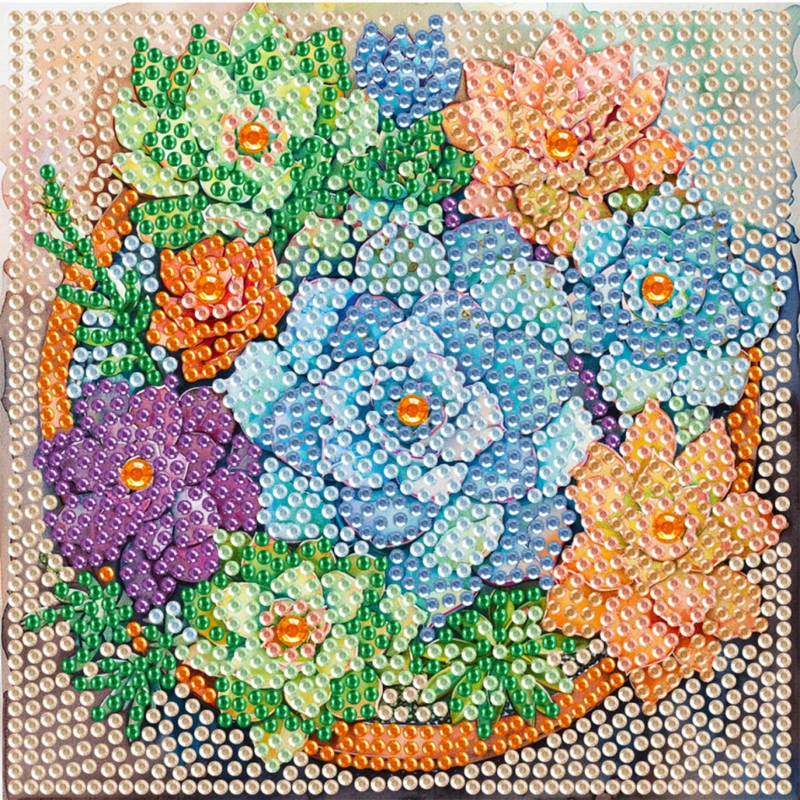 Алмазна мозаїка "Квіти" DM5004 з мольбертом 15х15 см