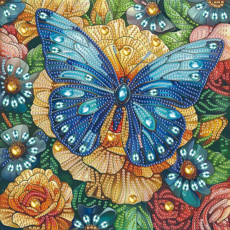 Алмазна мозаїка "Синій метелик" BH001, 25х25 см — Brushme