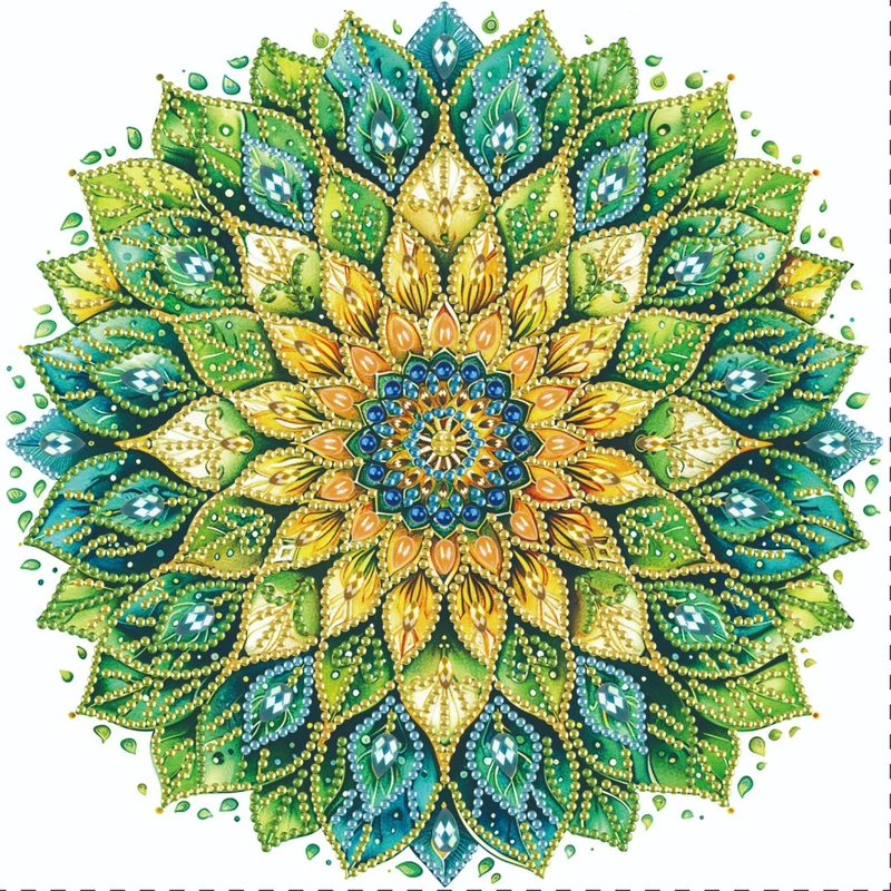 Алмазна мозаїка "Синьо-зелена квітка" BH016, 25х25 см — Brushme