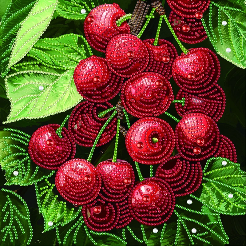 Алмазна мозаїка "Соковита вишня" BH022 неповна викладка 25х25 см