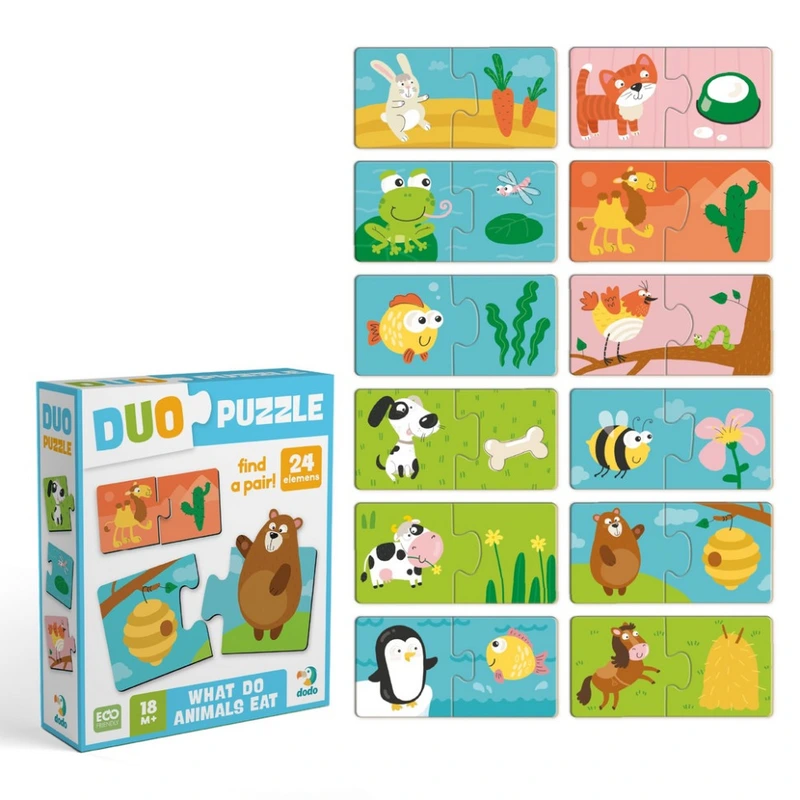 Дитячий пазл "ДУО-Хто що їсть" 300691, 24 елемента