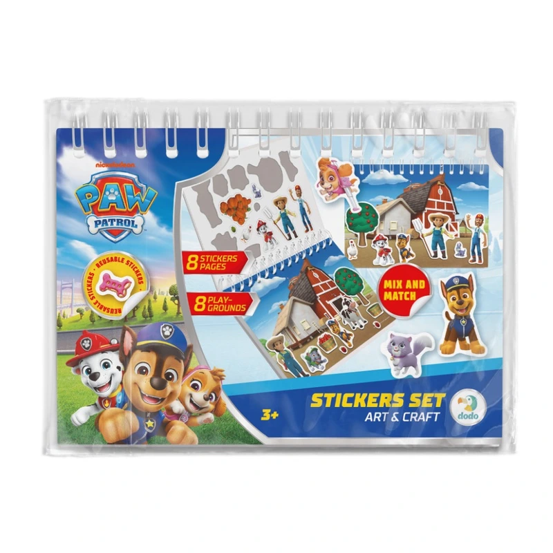 Набір стікерів на пружині "Paw Patrol" 200750, 8 листів багаторазових стікерів — DoDo Toys