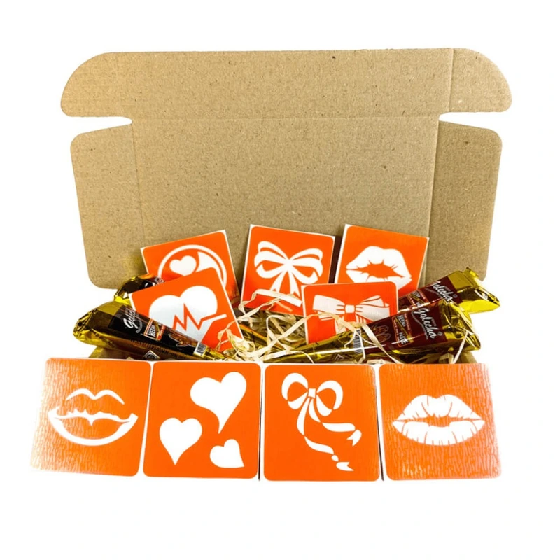 Набір хни з трафаретами для біо-тату №10 henna-set-10, 9 трафаретів — Fresh Tattoo