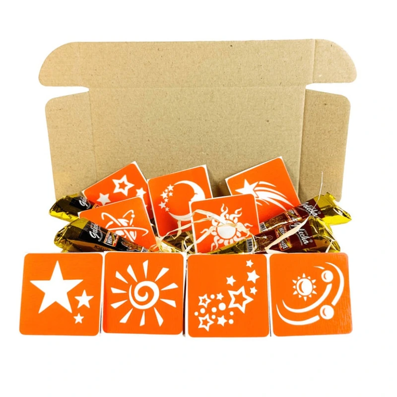 Набір хни з трафаретами для біо-тату №11 henna-set-11, 9 трафаретів — Fresh Tattoo