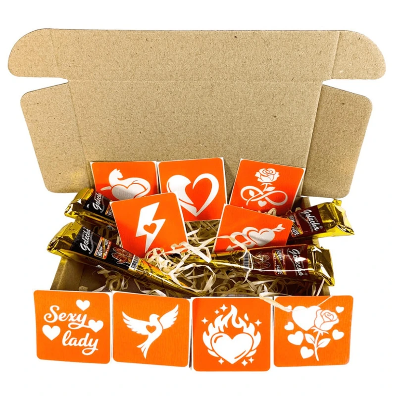 Набір хни з трафаретами для біо-тату №9 henna-set-09, 9 трафаретів — Fresh Tattoo