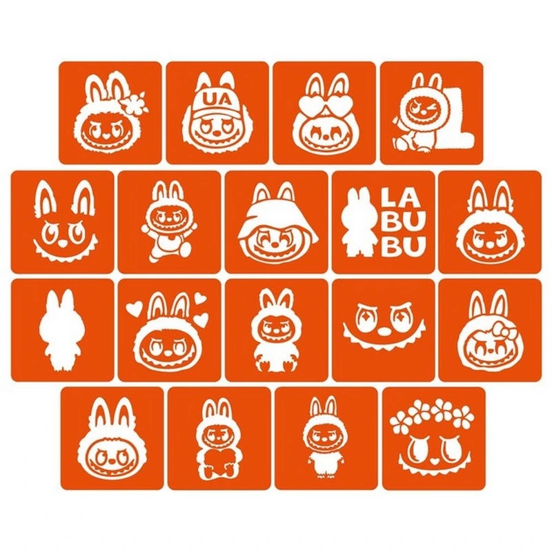 Набір трафаретів для біо-тату "Labubu" labubu_5x5_18_1