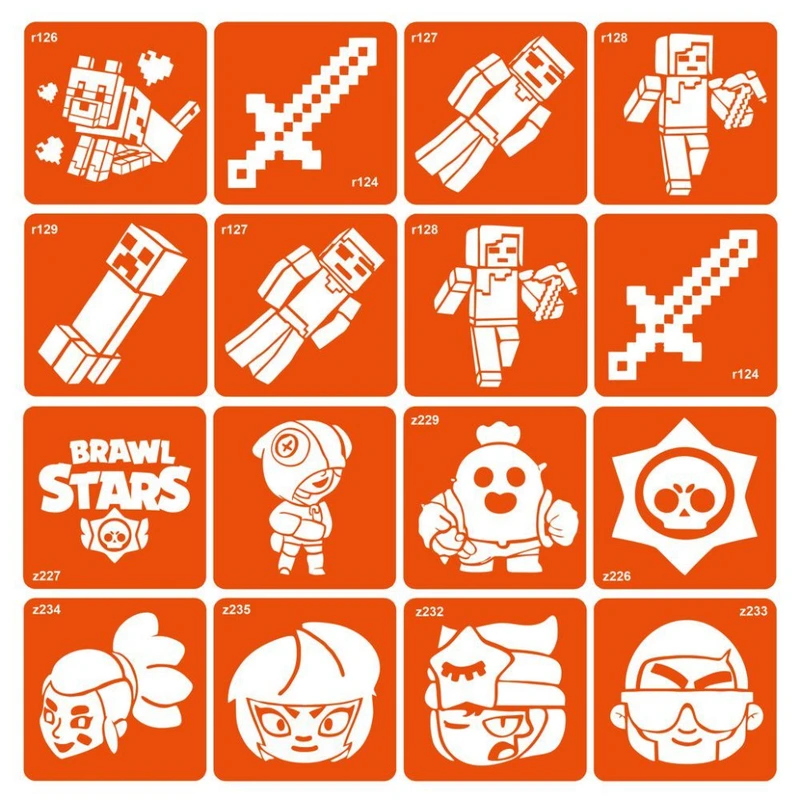 Набір трафаретів для біо-тату "Minecraft_Brawl-Stars" Minecraft_Brawl-Stars_16 — Fresh Tattoo