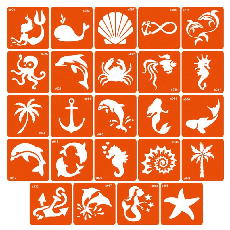 Набір трафаретів для біо-тату «S - море» s-simple_24_1 — Fresh Tattoo