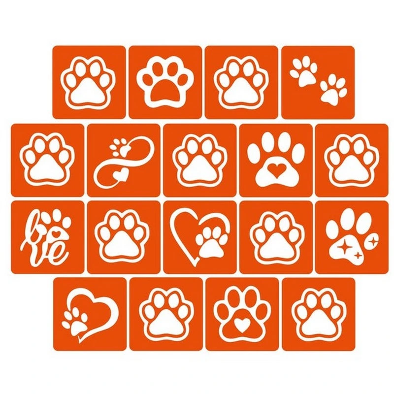 Набір трафаретів для біо-тату "Таба лапки" taba_lapki_5x5_18_1