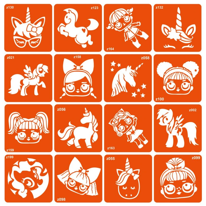 Набір трафаретів для біо-тату "Unicorns + LOL" unicorns-lol-16