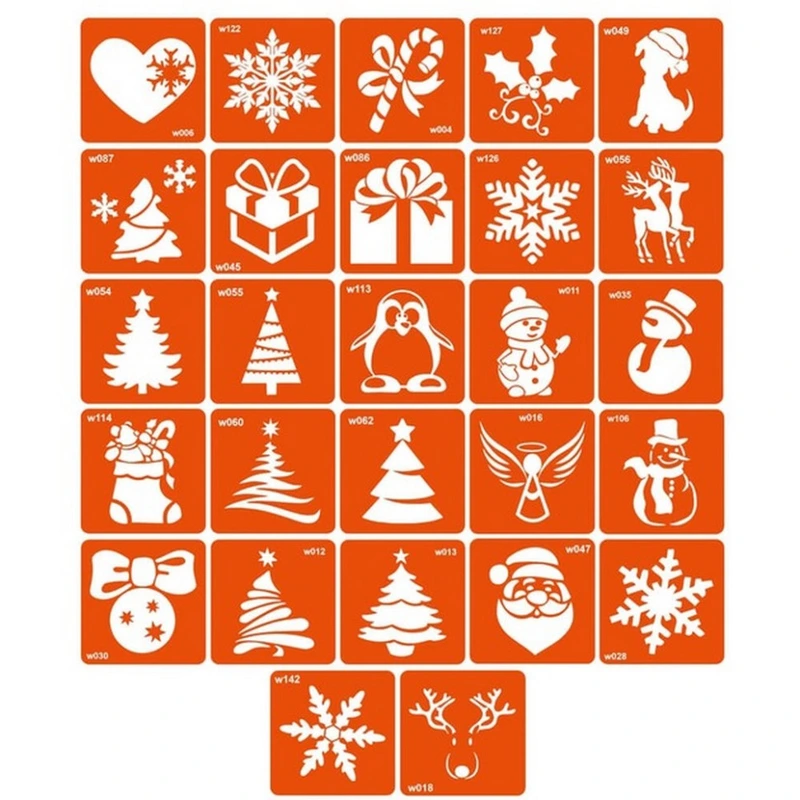 Набір трафаретів для біо-тату "W - зима" w_simple_5x5_27_1