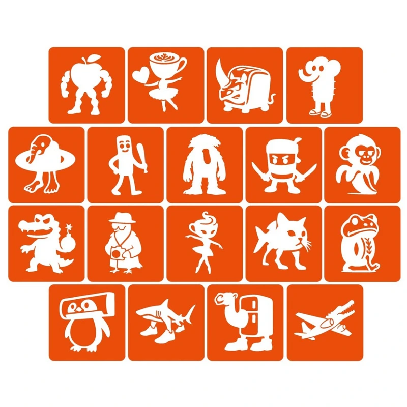 Набір трафаретів для біотату "Італійський брейнрот №1" Italian-brainrot_5x5_18_1 — Fresh Tattoo