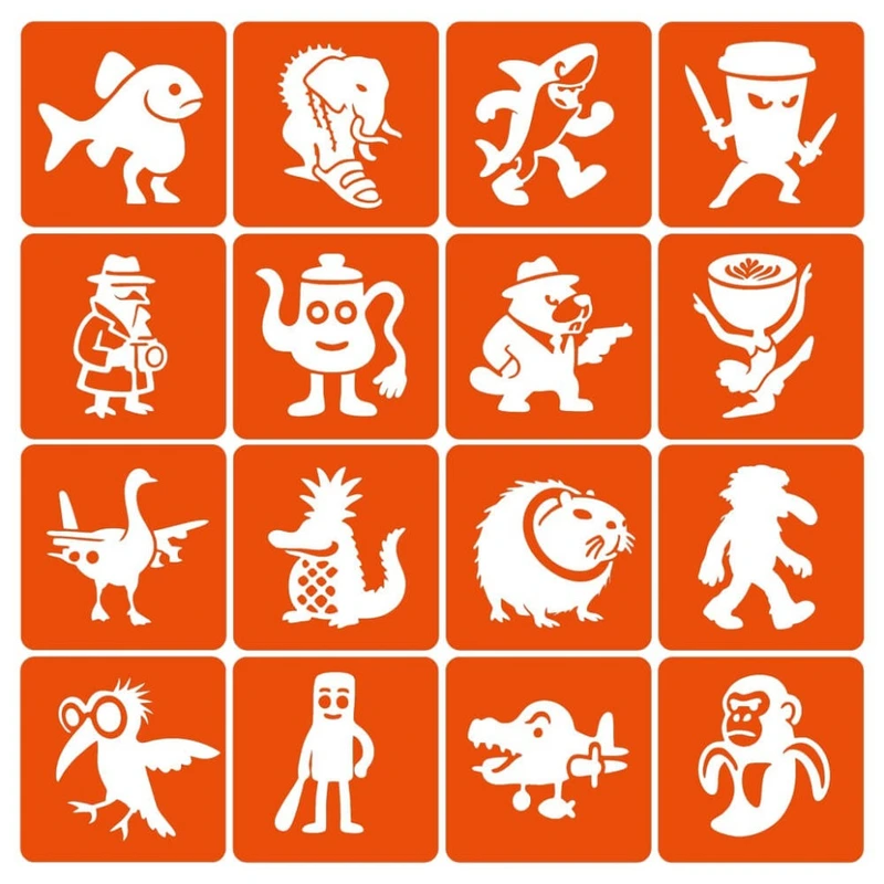 Набір трафаретів для біотату "Італійський брейнрот №2" Italian-brainrot_6x6_16_2 — Fresh Tattoo