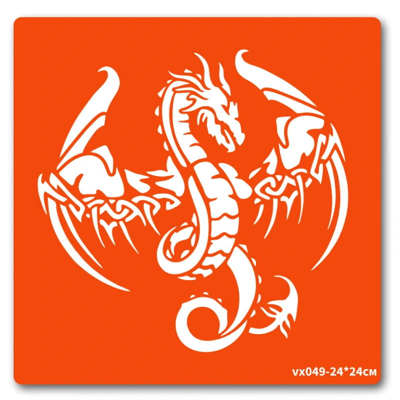Трафарет для біо-тату Дракон vx049-24*24см, розмір 24 х 24см