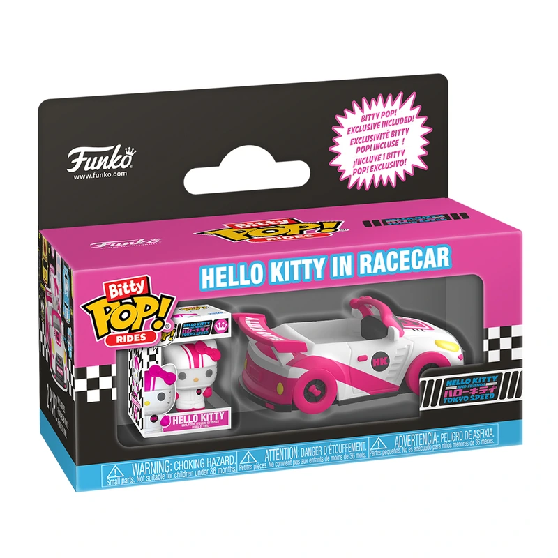 Набір фігурок BITTY POP! Rides серії "Sanrio" - ХЕЛОУ КІТТІ ТА ПЕРЕГОНОВИЙ АВТОМОБІЛЬ