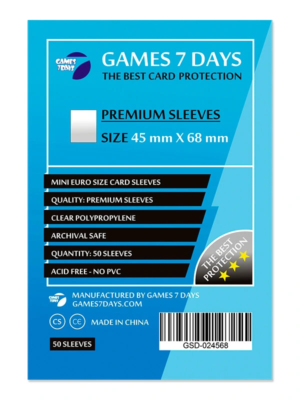 Протектори Games7Days (45 x 68 мм) Premium Mini Euro (50 шт) — Games7Days