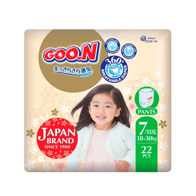 Трусики-підгузки GOO.N Premium Soft для дітей 18-30 кг (розмір 7(3XL), унісекс, 22 шт) — Goo.N