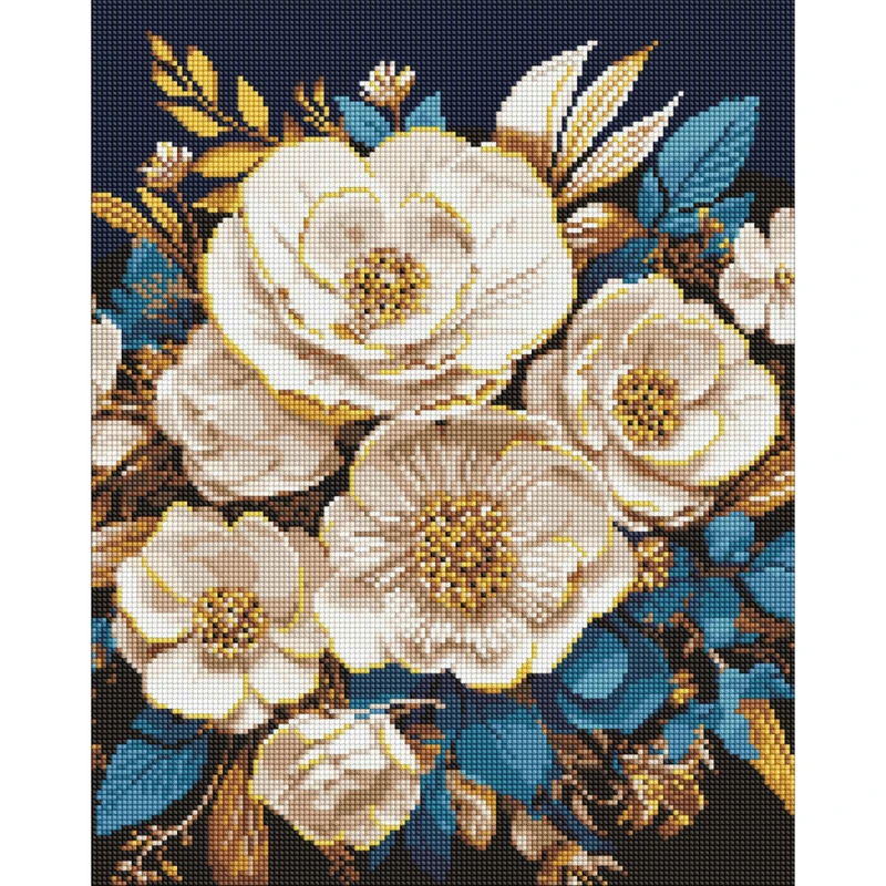 Алмазна мозаїка без підрамника "Біла симфонія" AMC20154 з АВ стразами 40х50 см